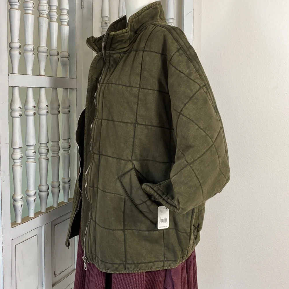 NWT - Free People Dolman Quilted Knit Jacket - Size: M, Color: Dusted Military - Picture 8 of 16
